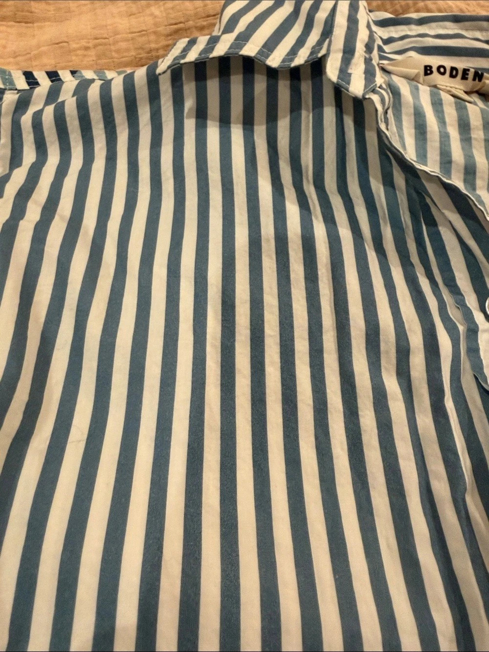 Boden UNION JACK Connie Relaxed Cotton Shirt Blue & White Size 4 - Picture 4 of 6